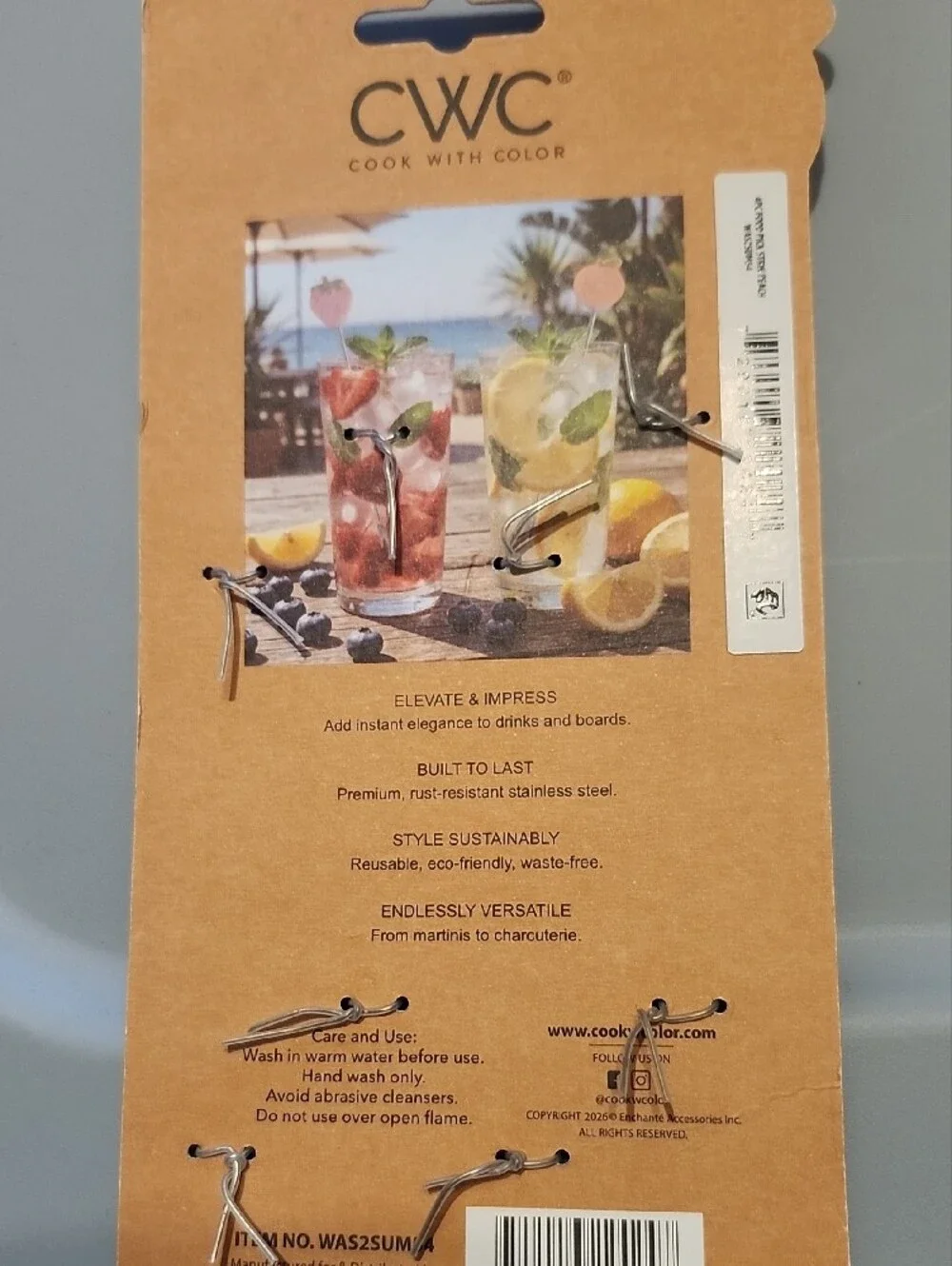 Strawberry & Peach Pink Cocktail Picks - 4 Piece